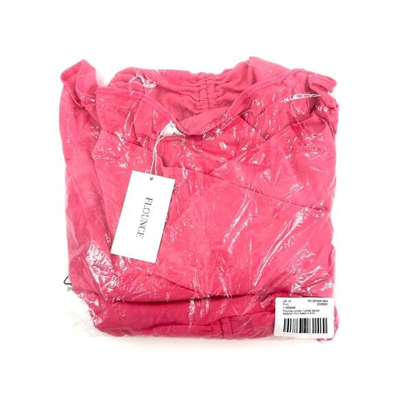 ASOS Flounce London ruched bardot bodycon mini dress in pink Size US 6 - Picture 9 of 9